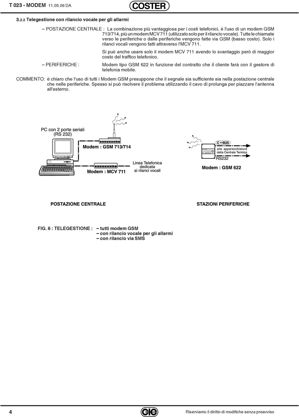 Solo i rilanci vocali vengono fatti attraverso l'mcv 711. Si può anche usare solo il modem MCV 711 avendo lo svantaggio però di maggior costo del traffico telefonico.