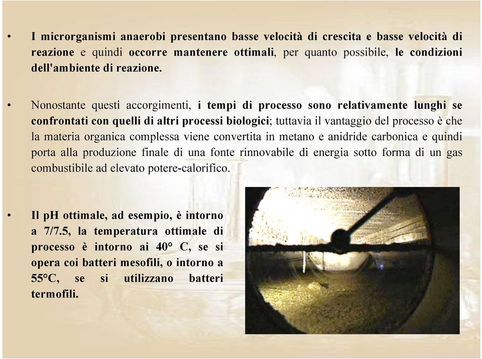 organica complessa viene convertita in metano e anidride carbonica e quindi porta alla produzione finale di una fonte rinnovabile di energia sotto forma di un gas combustibile ad elevato