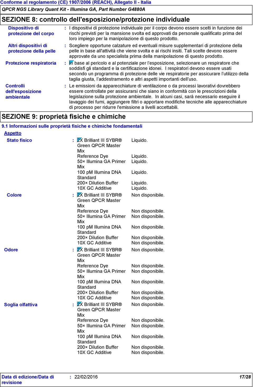 svolta ed approvati da personale qualificato prima del loro impiego per la manipolazione di questo prodotto.