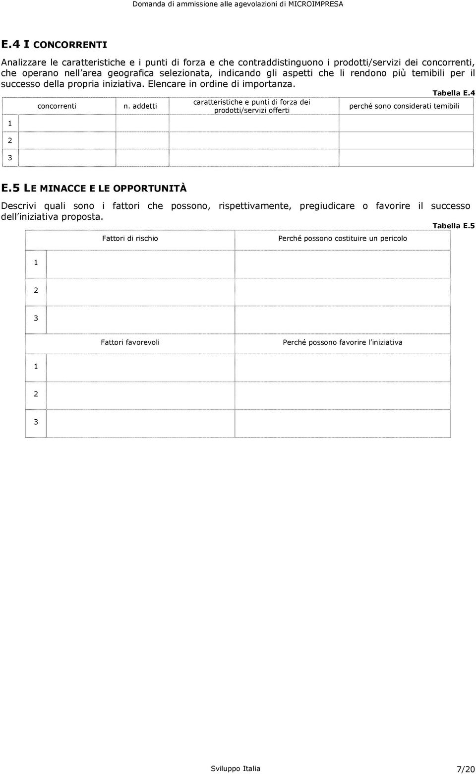 addetti caratteristiche e punti di forza dei prodotti/servizi offerti Tabella E.4 perché sono considerati temibili E.