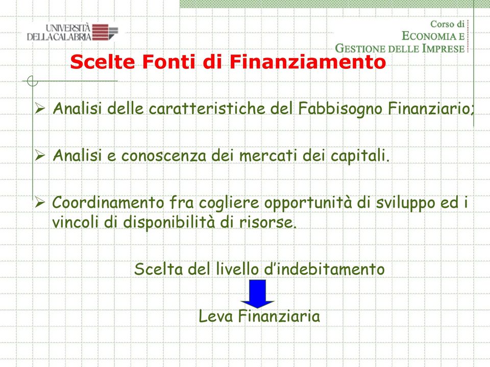 Coordinamento fra cogliere opportunità di sviluppo ed i vincoli di