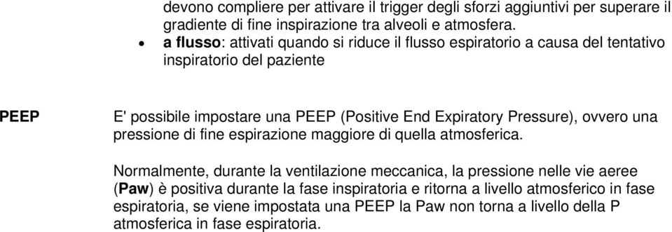 Expiratory Pressure), ovvero una pressione di fine espirazione maggiore di quella atmosferica.