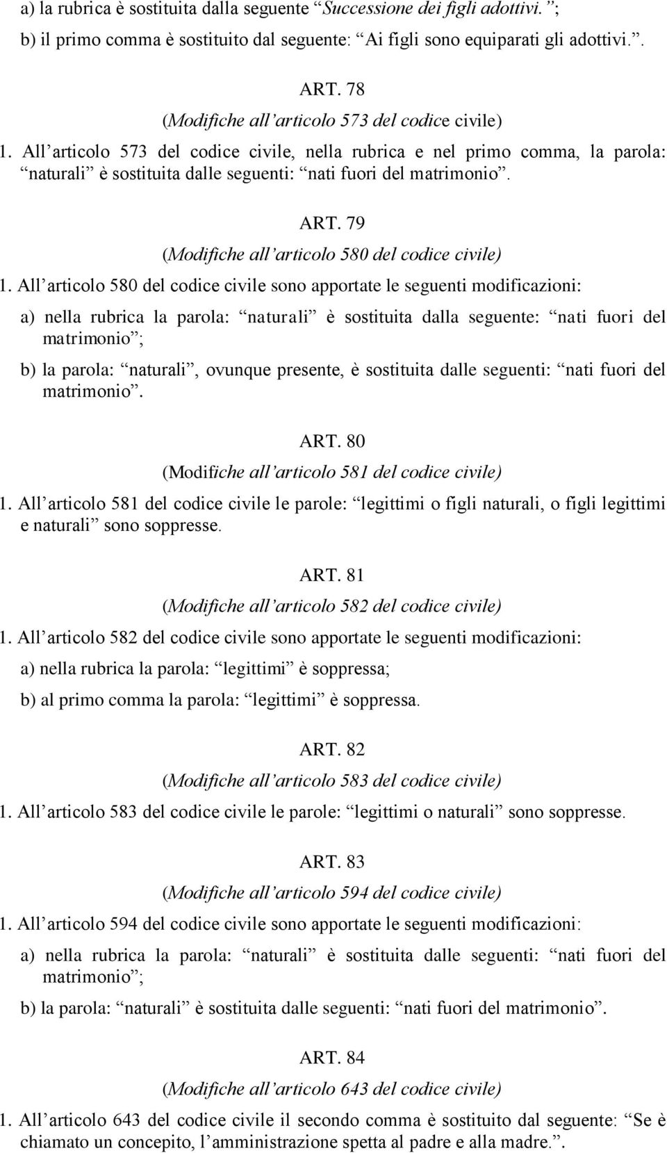 ART. 79 (Modifiche all articolo 580 del codice civile) 1.