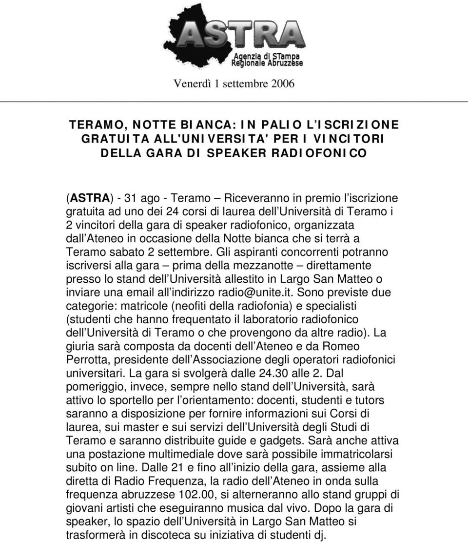 Teramo sabato 2 settembre.