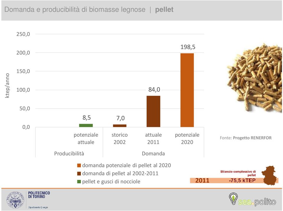 attuale 2011 potenziale 2020 Fonte: Progetto RENERFOR Producibilità Domanda domanda