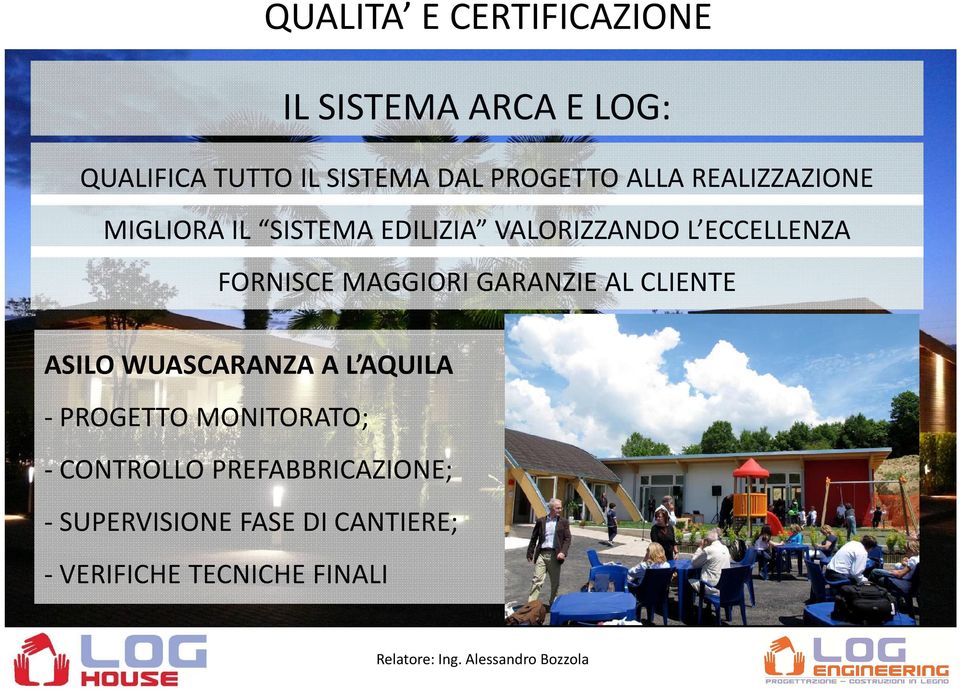 FORNISCE MAGGIORI GARANZIE AL CLIENTE ASILO WUASCARANZA A L AQUILA - PROGETTO