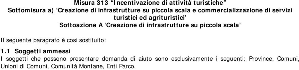 piccola scala Il seguente paragrafo è così sostituito: 1.