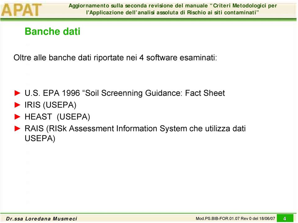 EPA 1996 Soil Screenning Guidance: Fact Sheet IRIS