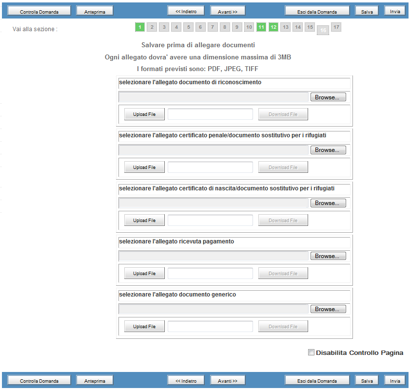 In seguito al caricamento/upload dei documenti verrà