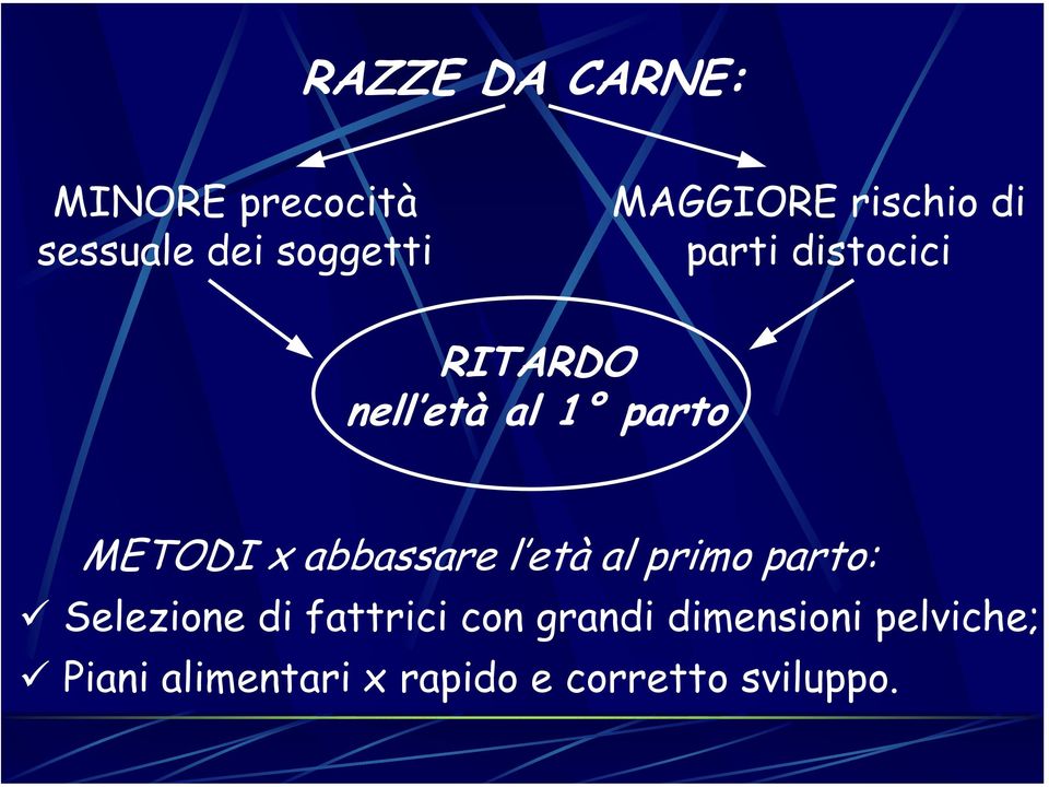 abbassare l età al primo parto: Selezione di fattrici con grandi