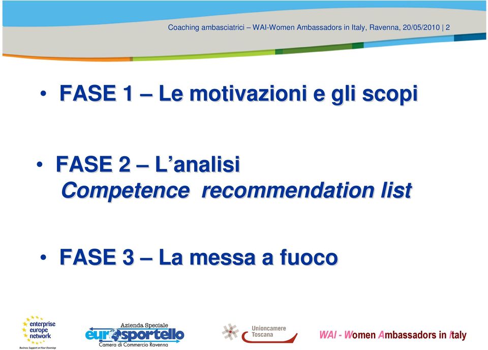 motivazioni e gli scopi FASE 2 L analisi