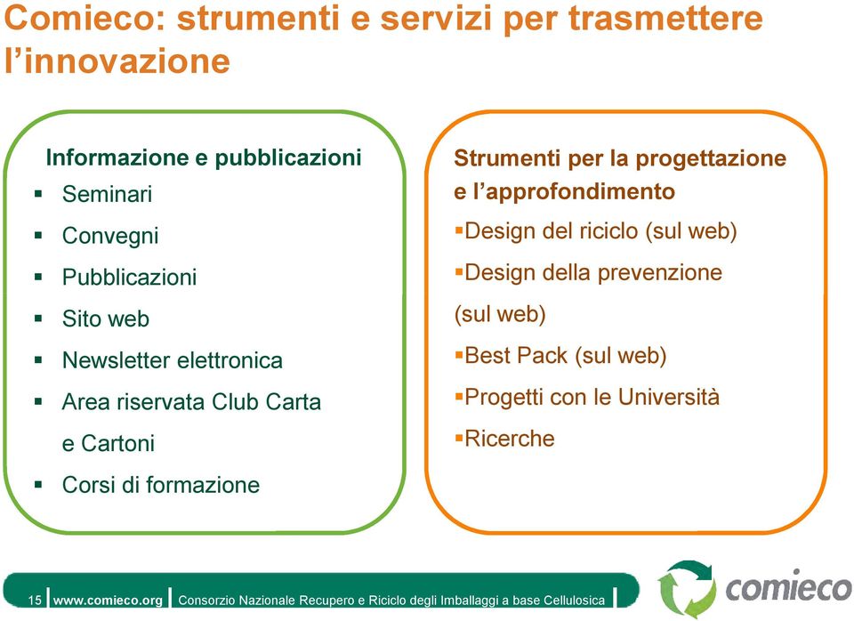 Cartoni Strumenti per la progettazione e l approfondimento Design del riciclo (sul web) Design