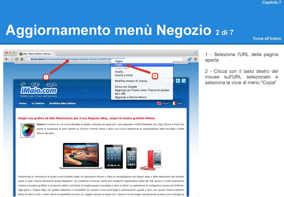 Clicca con il tasto destro del mouse sull'url