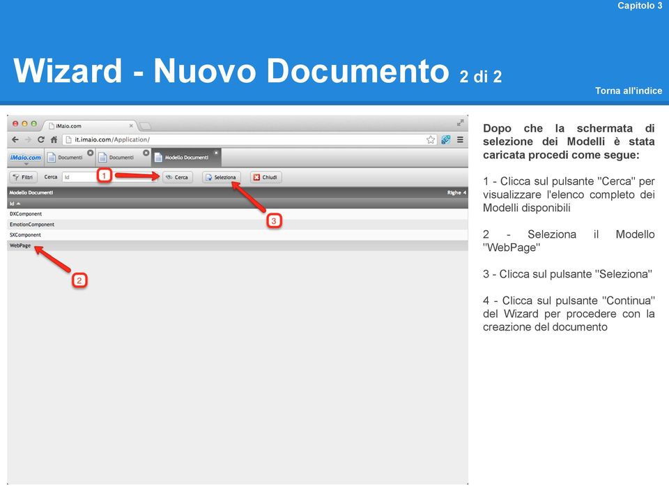 completo dei Modelli disponibili 2 Seleziona "WebPage" il Modello 3 - Clicca sul pulsante