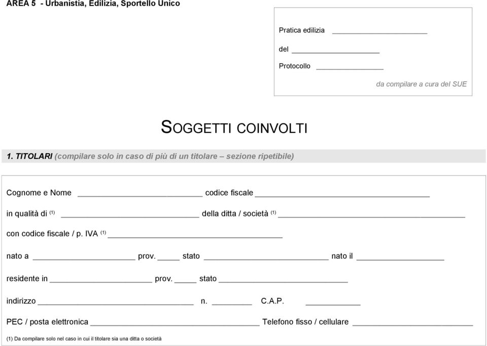 della ditta / società (1) con codice fiscale / p. IVA (1) nato a prov. stato nato il residente in prov. stato indirizzo n. C.A.P.