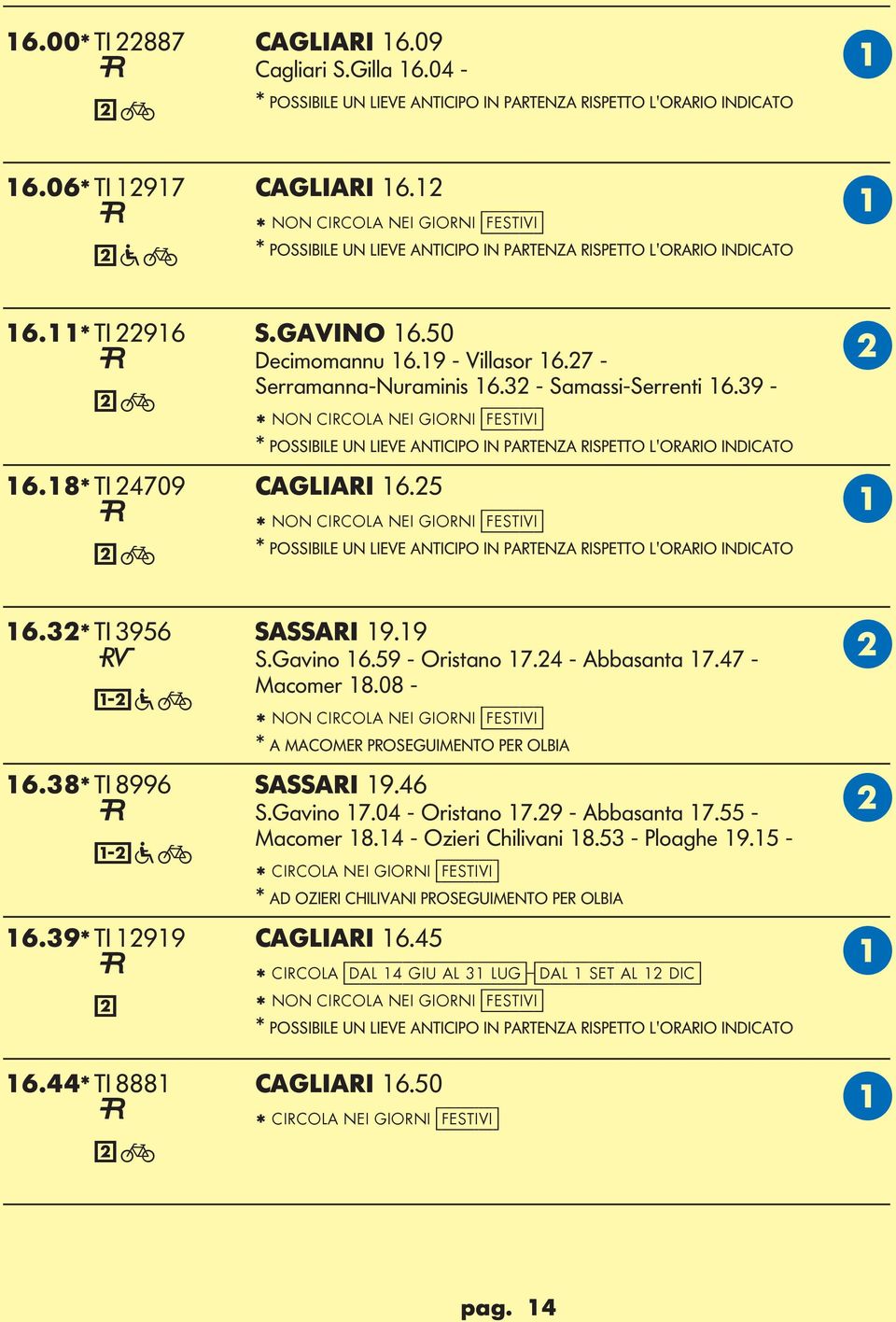 32 - Samassi-Serrenti 16.39 - * NON CIRCO NEI IORNI [festivi] * POSSIIE UN IEVE NTICIPO IN PRTENZ RISPETTO 'ORRIO INDICTO 16.18* TI 24709 CIRI 16.