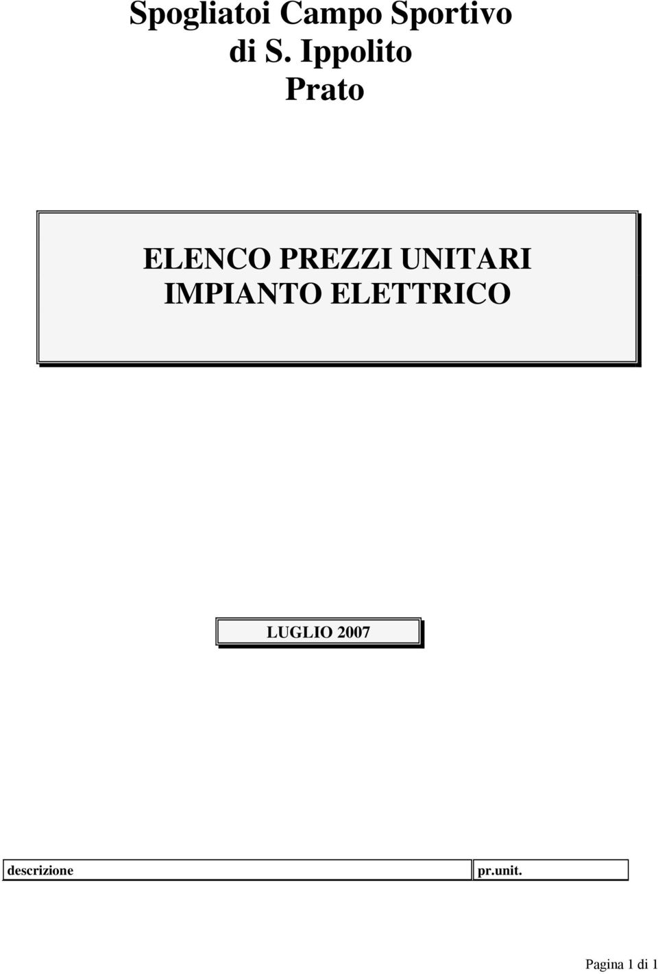 UNITARI IMPIANTO ELETTRICO