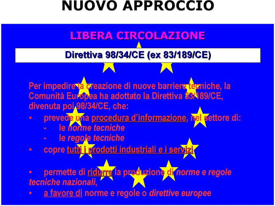 informazione, d informazione nel settore di: - le norme tecniche - le regole tecniche copre tutti i prodotti industriali