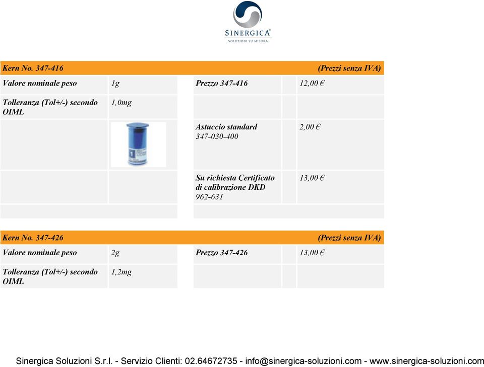 Prezzo 347-416 1 1,0mg 347-030-400