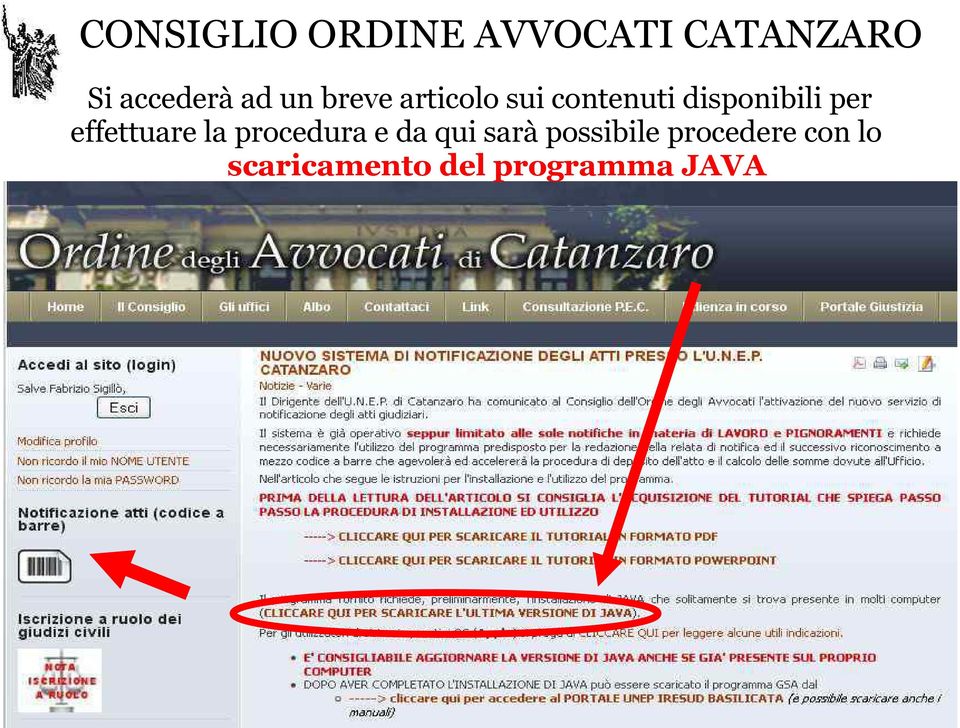 procedura e da qui sarà possibile