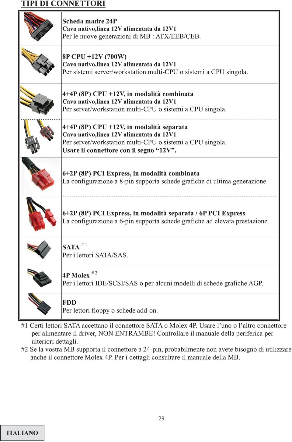 Usare il connettore con il segno 12V. 6+2P (8P) PCI Express, in modalità combinata La configurazione a 8-pin supporta schede grafiche di ultima generazione.