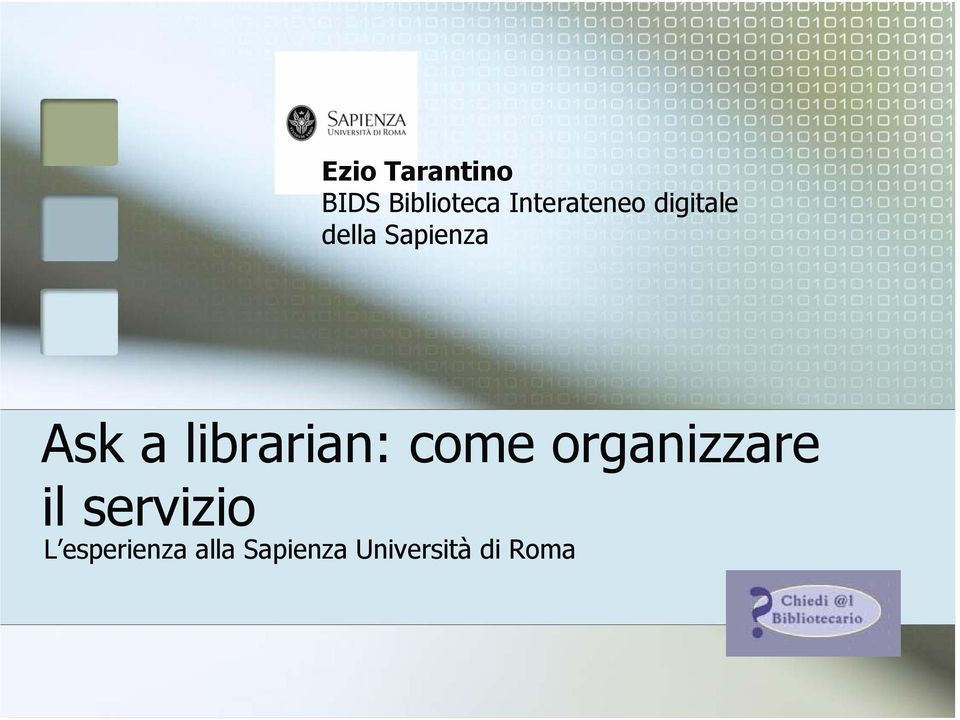 Sapienza Ask a librarian: come organizzare