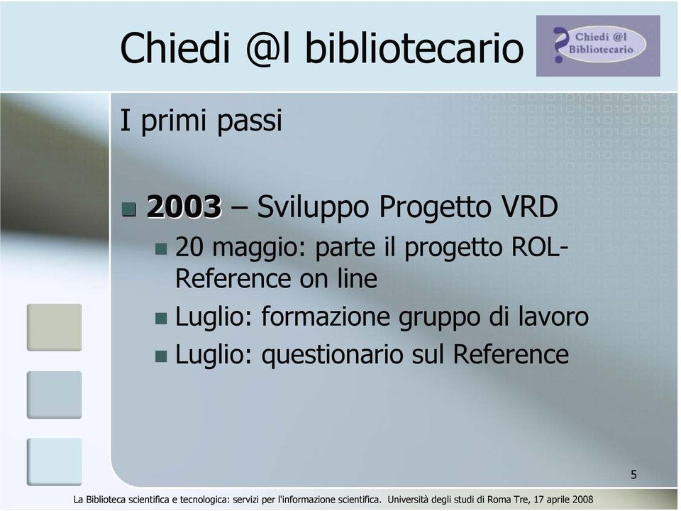 Reference on line Luglio: formazione