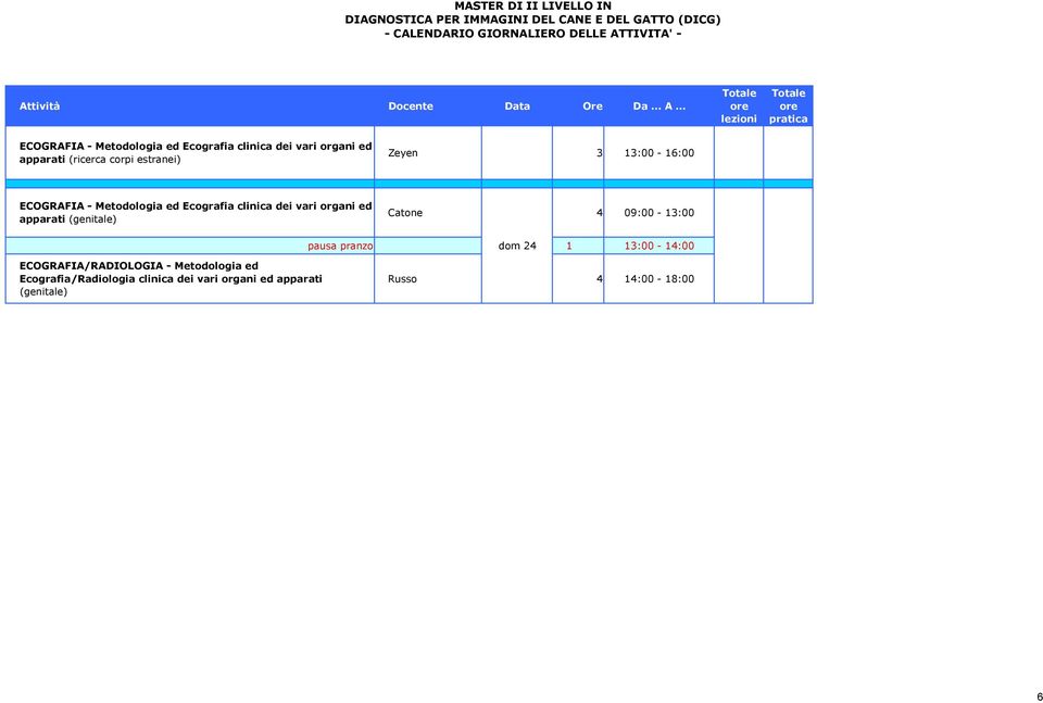 13:00-14:00 ECOGRAFIA/RADIOLOGIA - Metodologia ed