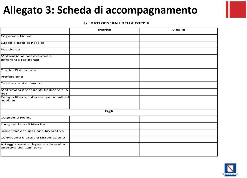 Matrimoni precedenti (indicare sì o no) Tempo libero, Interessi personali ed hobbies Figli Cognome Nome Luogo e data di