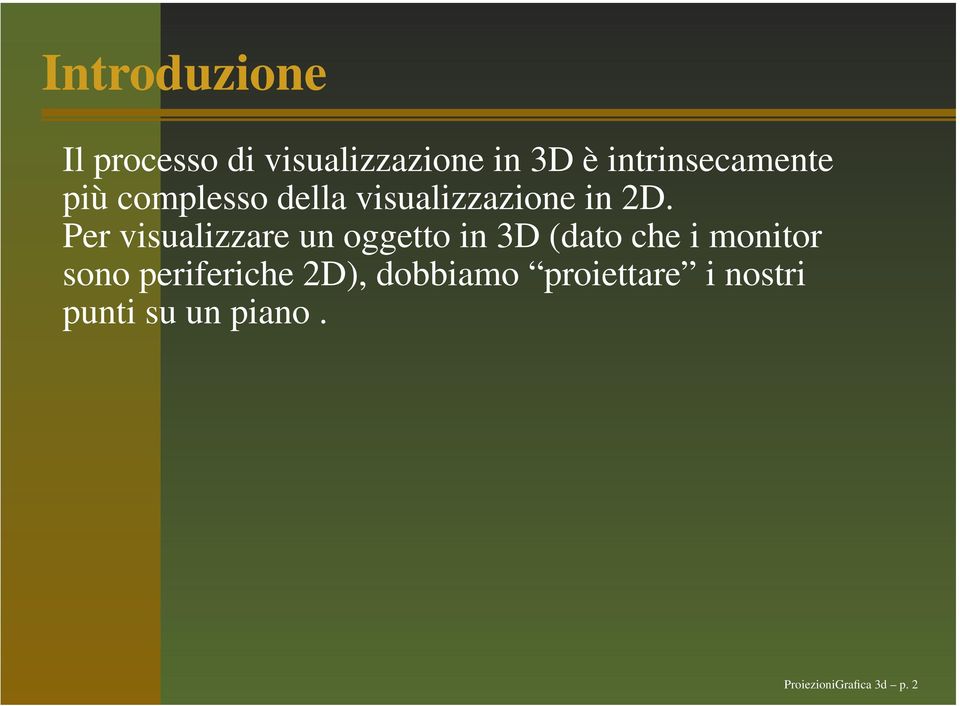 Per visualizzare un oggetto in 3D (dato che i monitor sono