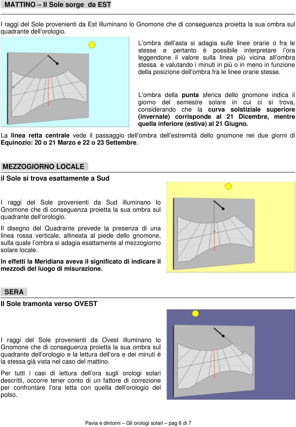 meno in funzione della posizione dell ombra fra le linee orarie stesse.