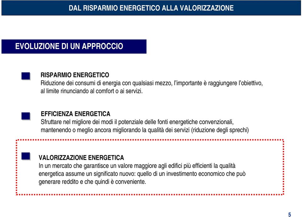 EFFICIENZA ENERGETICA Sfruttare nel migliore dei modi il potenziale delle fonti energetiche convenzionali, mantenendo o meglio ancora migliorando la qualità dei