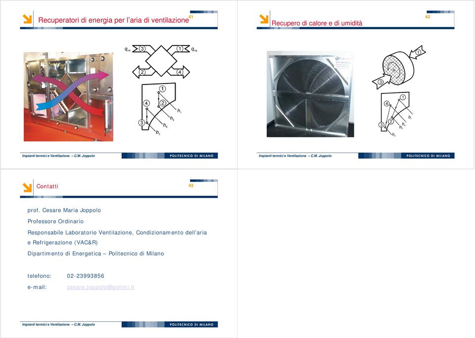 Cesare Maria Joppolo Professore Ordinario Responsabile Laboratorio Ventilazione,