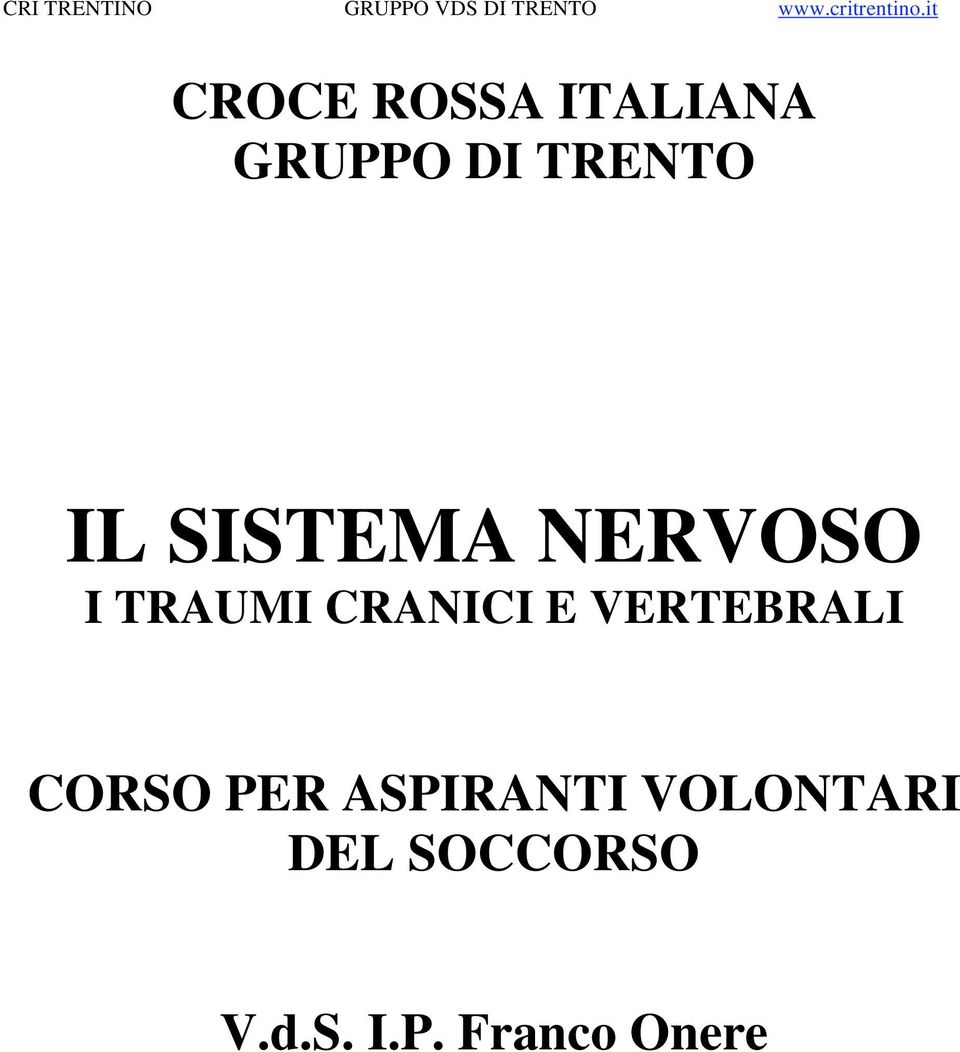 VERTEBRALI CORSO PER ASPIRANTI