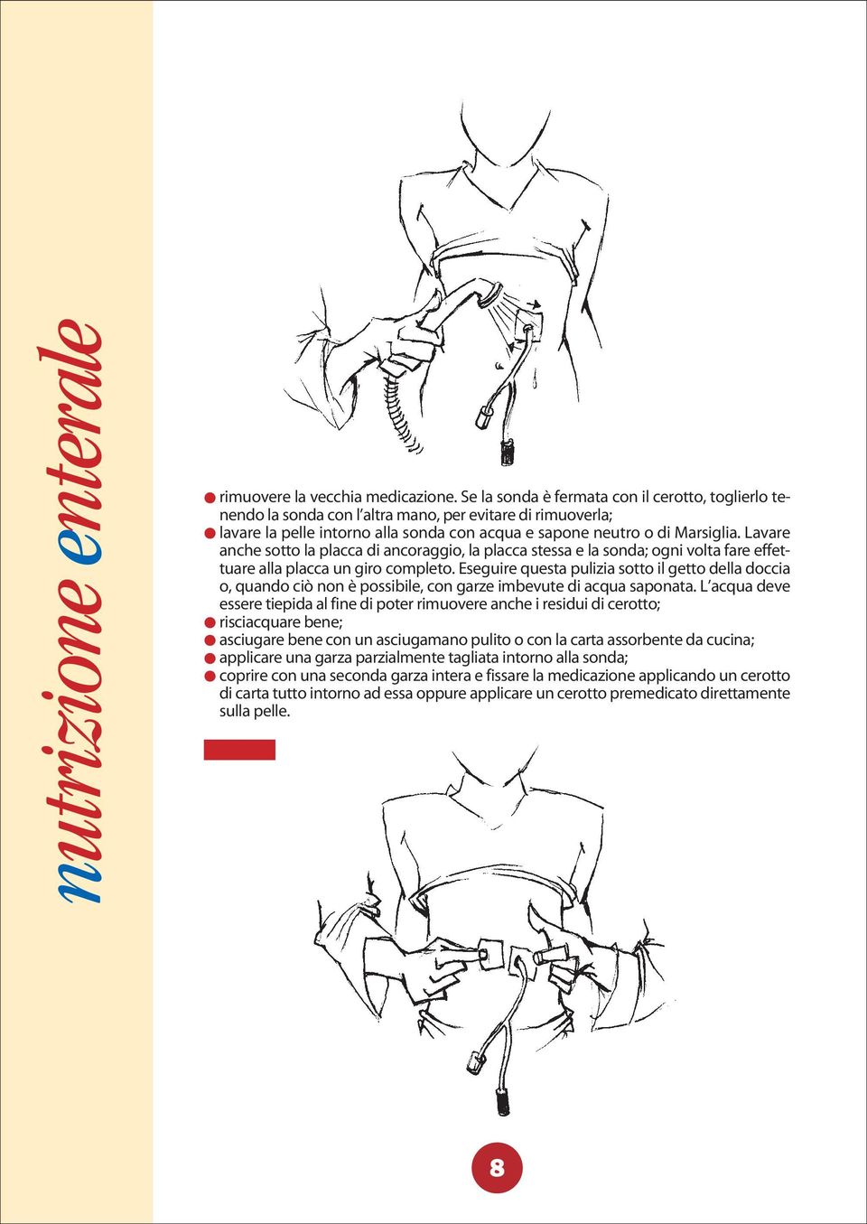 Lavare anche sotto la placca di ancoraggio, la placca stessa e la sonda; ogni volta fare effettuare alla placca un giro completo.