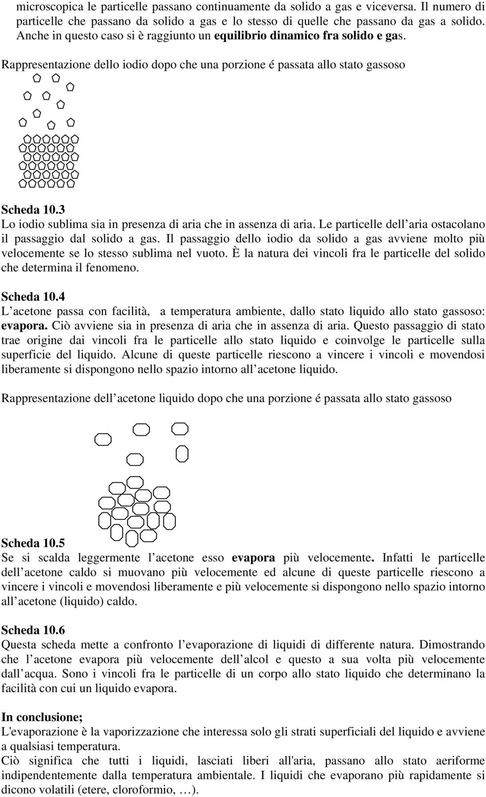 3 Lo iodio sublima sia in presenza di aria che in assenza di aria. Le particelle dell aria ostacolano il passaggio dal solido a gas.