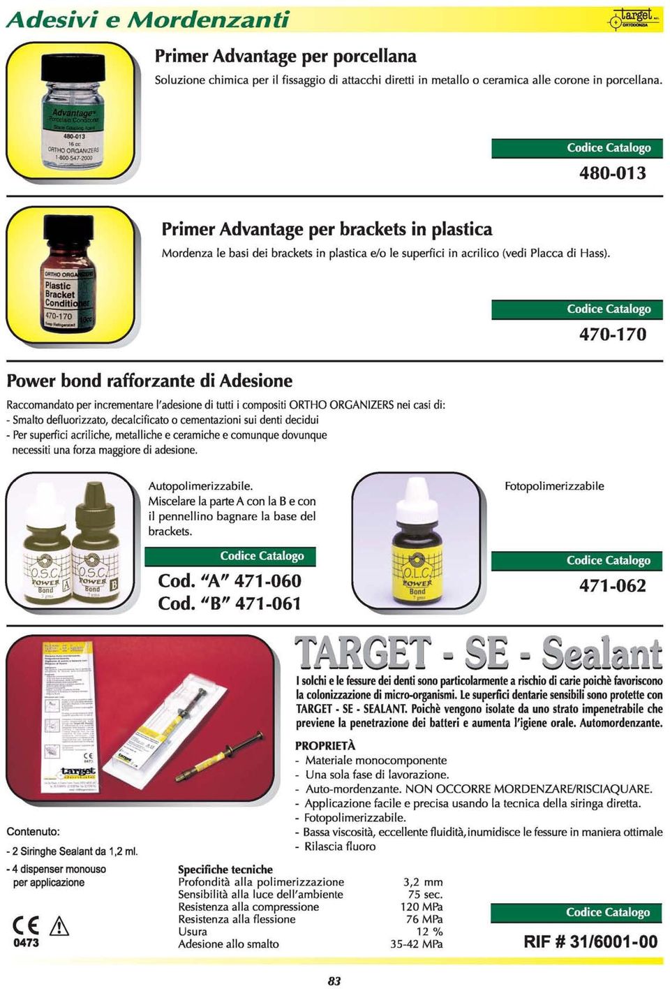 470-170 Power bond rafforzante di Adesione Raccomandato per incrementare l'adesione di tutti i compositi ORTHO ORGANIZERS nei casi di: - Smalto defluorizzato, decalcificato o cementazioni sui denti