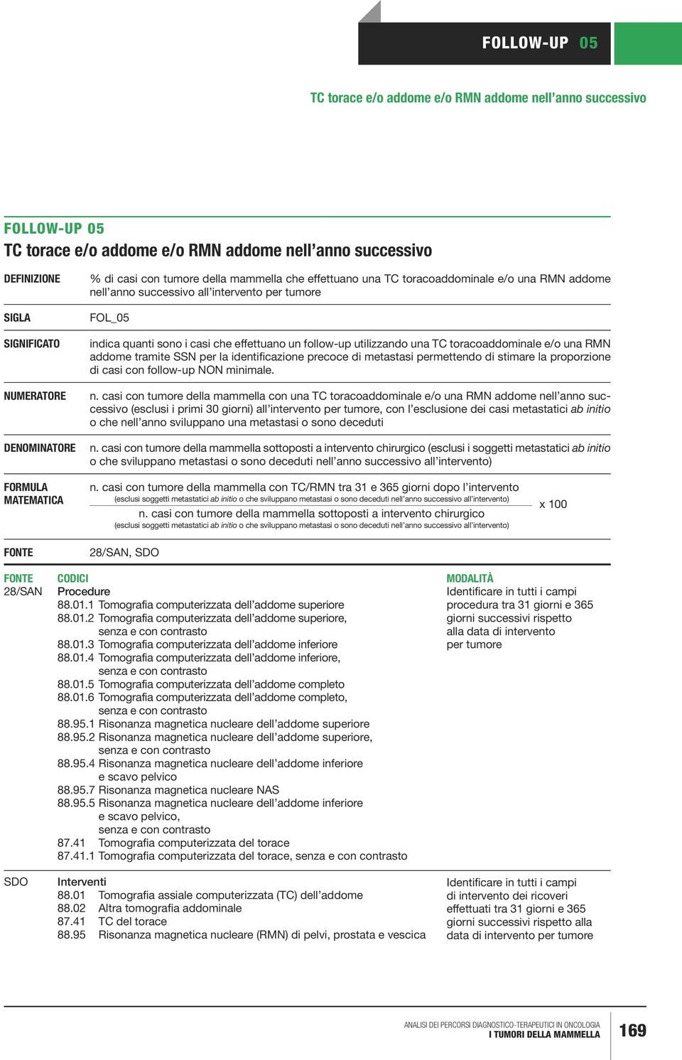 utilizzando una TC toracoaddominale e/o una RMN addome tramite SSN per la identificazione precoce di metastasi permettendo di stimare la proporzione di casi con follow-up NON minimale. n.