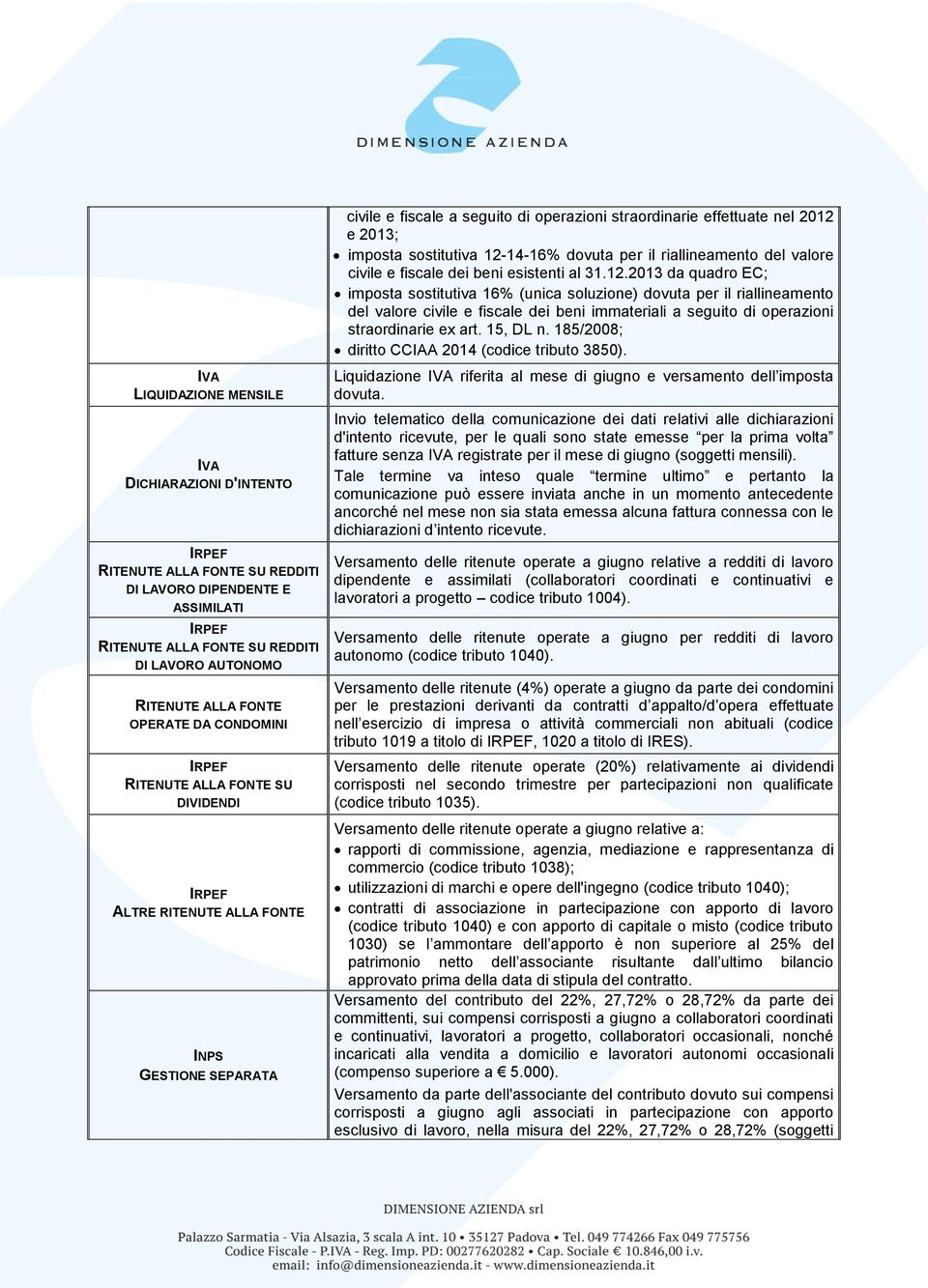 civile e fiscale dei beni esistenti al 31.12.