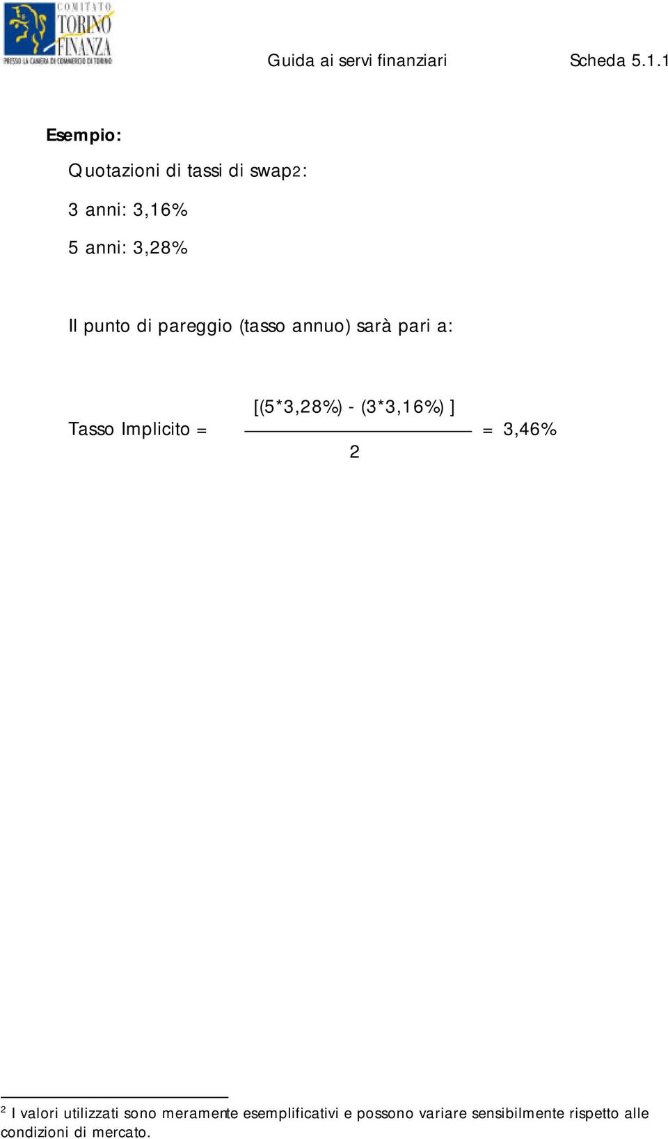 Tasso Implicito = = 3,46% 2 2 I valori utilizzati sono meramente