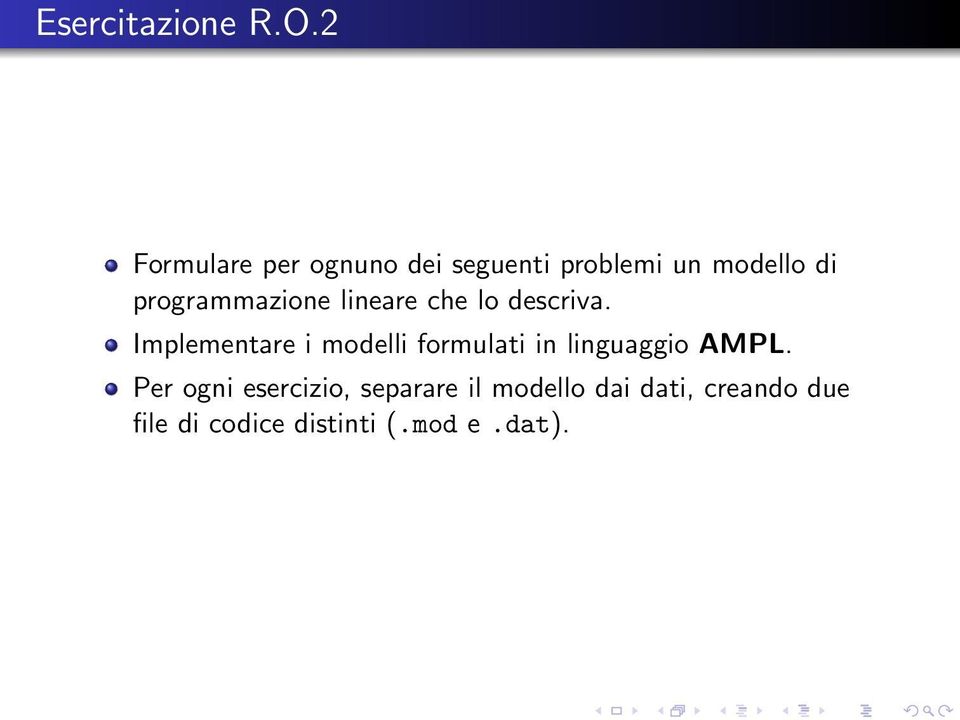 programmazione lineare che lo descriva.