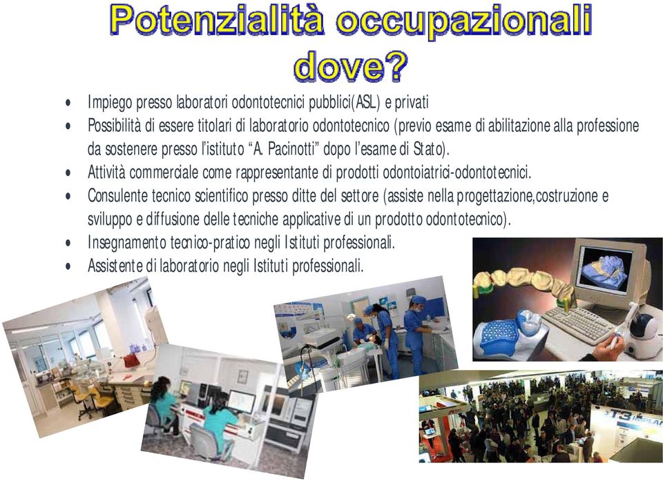 Attività commerciale come rappresentante di prodotti odontoiatrici-odontotecnici.