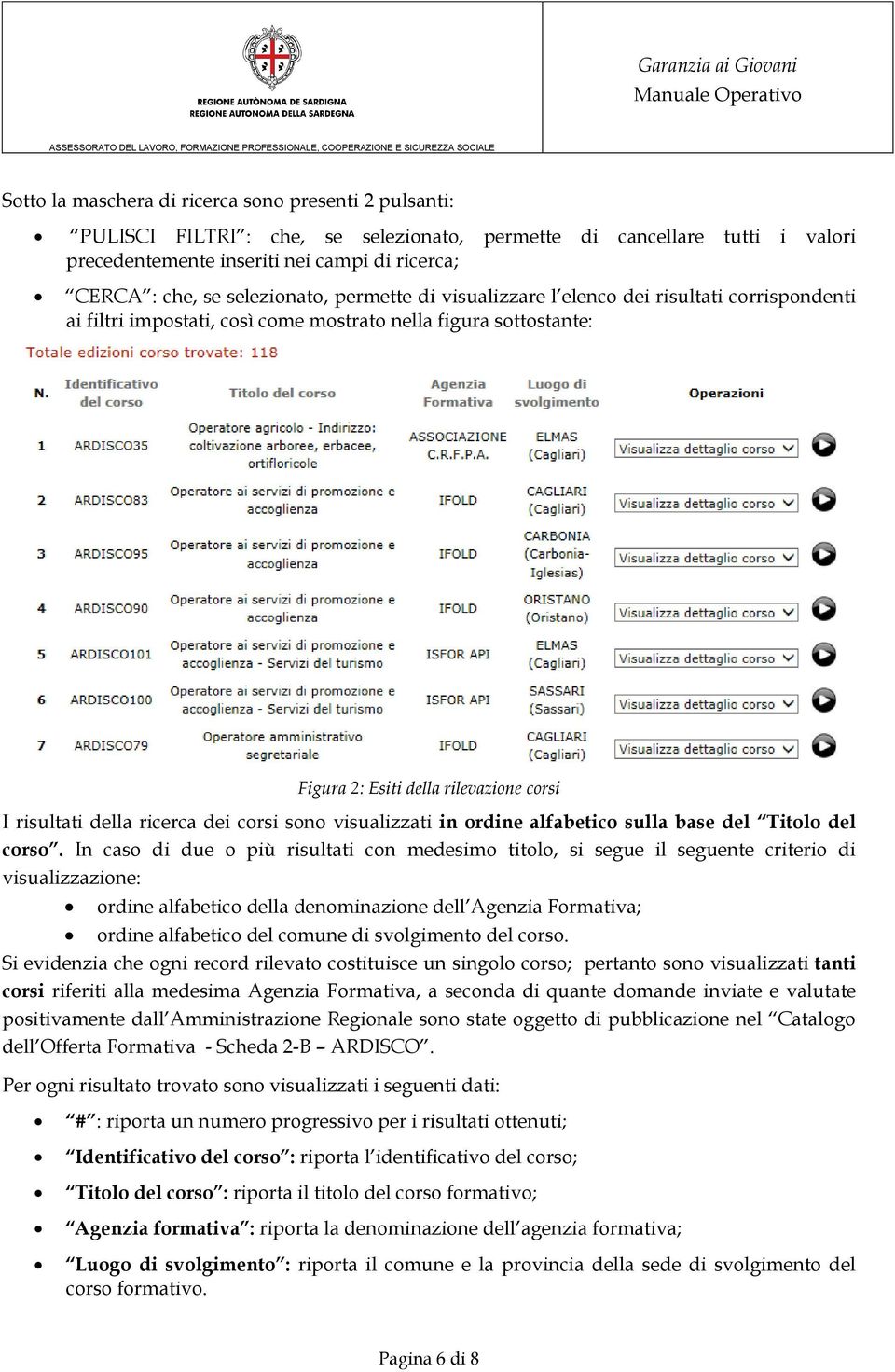 ricerca dei corsi sono visualizzati in ordine alfabetico sulla base del Titolo del corso.