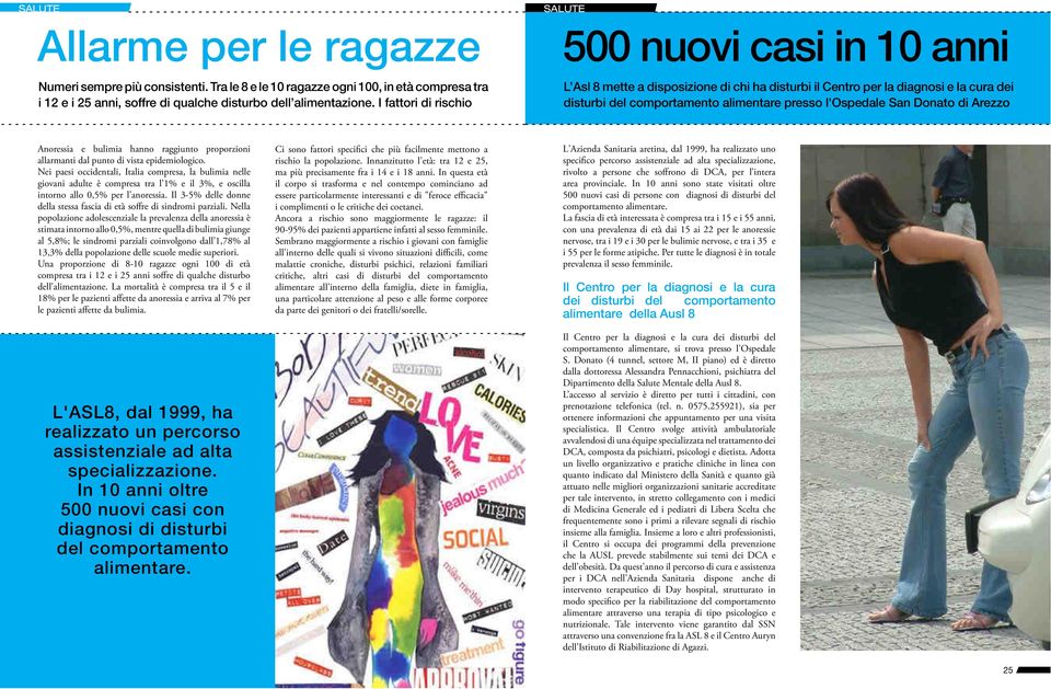 San Donato di Arezzo Anoressia e bulimia hanno raggiunto proporzioni allarmanti dal punto di vista epidemiologico.