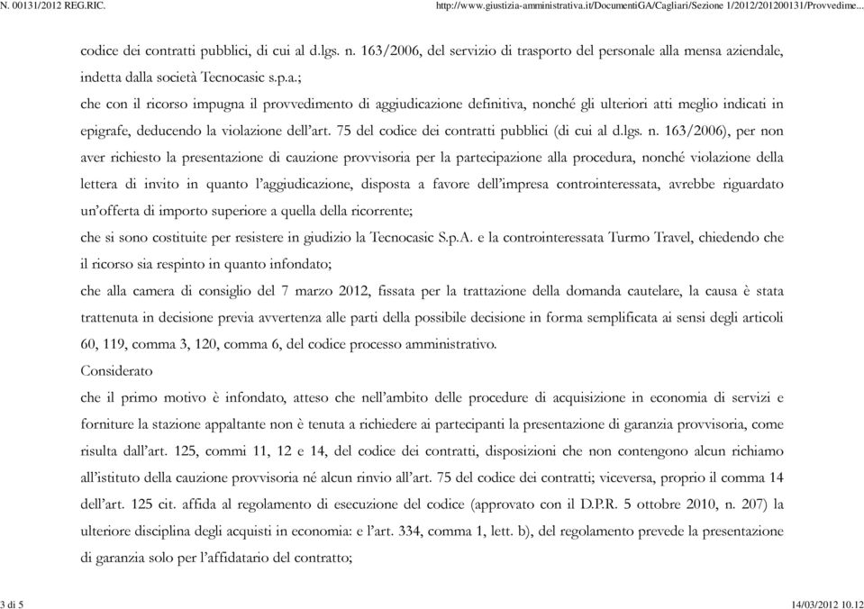 75 del codice dei contratti pubblici (di cui al d.lgs. n.