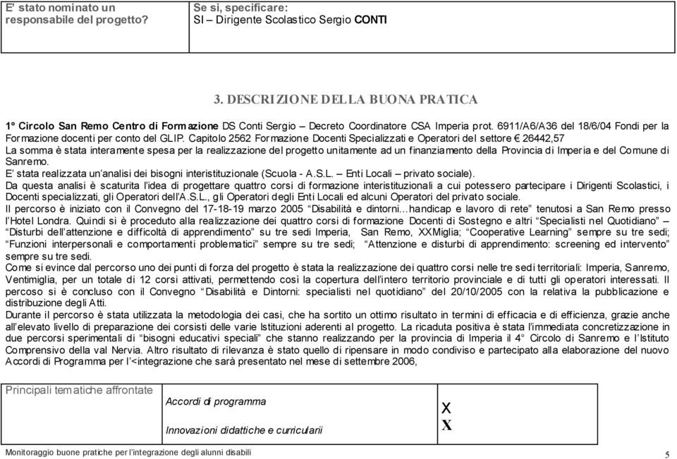 6911/A6/A36 del 18/6/04 Fondi per la For mazione docenti per conto del GLIP.