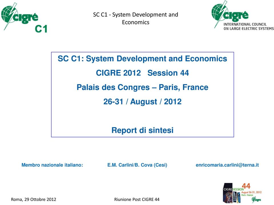 2012 Report di sintesi Membro nazionale italiano: E.