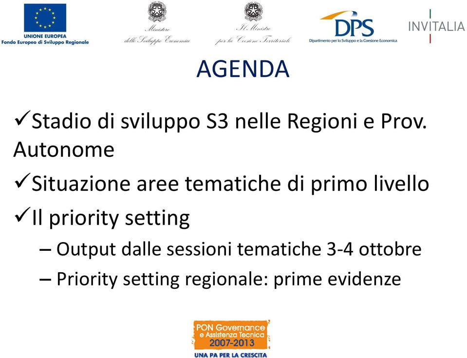 Il priority setting Output dalle sessioni tematiche