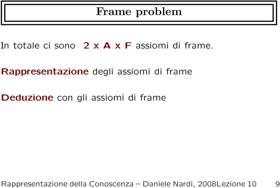 Rappresentazione degli assiomi di frame Deduzione