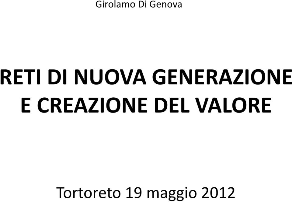 GENERAZIONE E